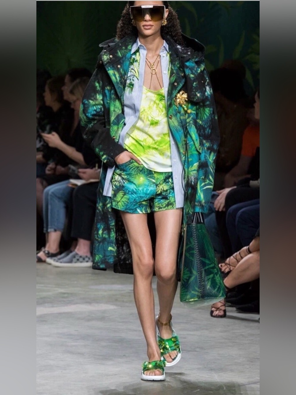 Versace Jungle Print Denim Shorts - Picture 3 of 12